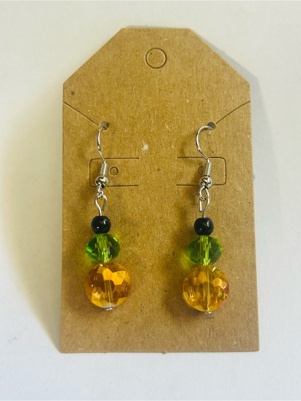 Green & Amber Crystal Drop Earrings - Women Jewelry